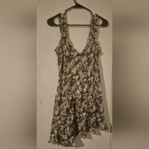 Zara x Kate Moss Silk Floral Asymmetrical Ruffle Mini Dress – Size L – NWT